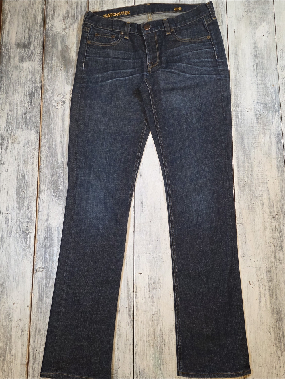 Matchstick Women's Slim Straight Leg Mid Rise Jeans in Dark Blue sz 29R